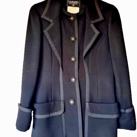 Vintage Chanel Boutique Black Double Placket Jacket 1991 Size 40 - Picture 3 of 10